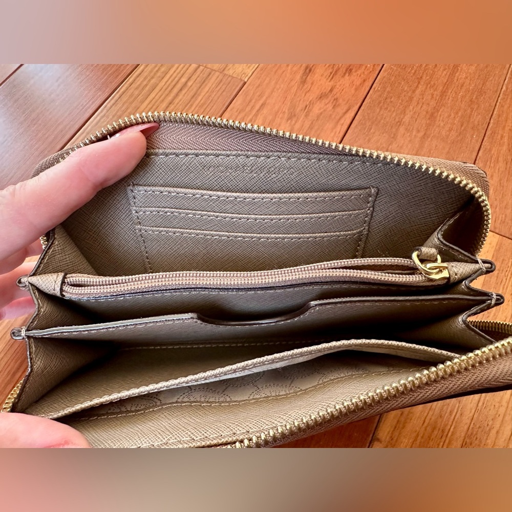 Michael Kors Saffiano Leather Taupe Wristlet Clutch - Picture 7 of 9